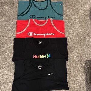 Lot of 4-Champion, Nike and Hurley Tank Tops Set